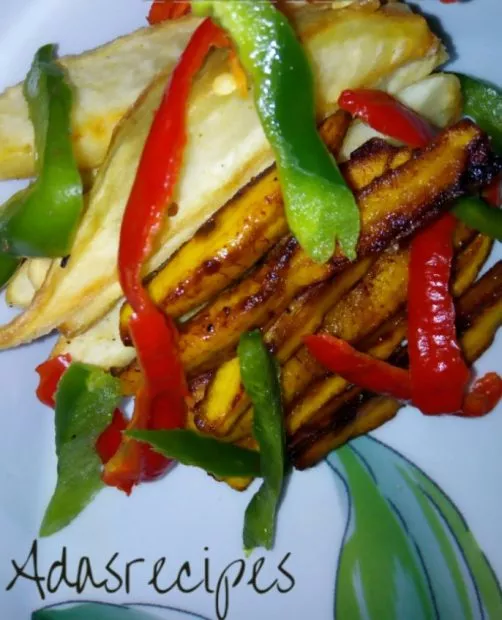 potatoes and plantain fries